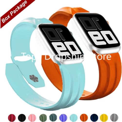 Silicone Strap for Apple Watch Band 44mm 42mm 40mm 38mm Rubber Sports Watchband Belt Bracelet for iWatch Serie 1 2 3 4 5 6 SE