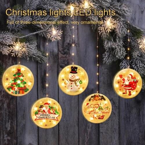 1 String Christmas String Lights Save Energy Round Waterproof Indoor Windows Wall LED 3D Decorations Hanging Lights for Family