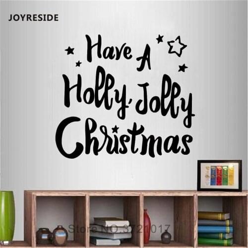 JOYRESIDE Have A Holly Jolly Christmas Wall Holiday Sticker Decals Vinyl Bedroom Living room Interior Decoration Art Mural A1419