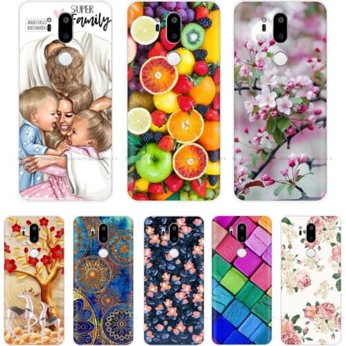 Silicon case For LG G7 ThinQ Case cover Soft TPU cover for LG G7 Coque on LGG7 G 7 bumpre cartoon phone case flower shockproof