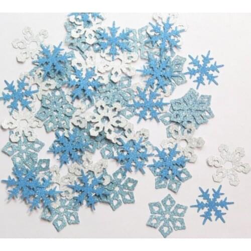 Blue and Silver Glitter Snowflake Christmas Holiday Party Winter Decorations Die Cuts Gift Table decor scrapbook Confettis