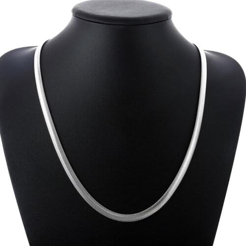 Special offer 925 Sterling Silver 16-24 Inch 6MM Flat Snake Bone Chain Necklace Women or Men Wedding Fashion Jewelry Charm Gifts