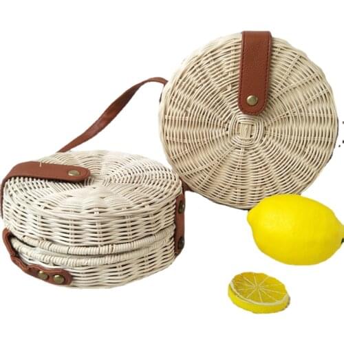 SummerHand-madeWillow Bag Female2021New Korean Ins Seaside Beach Holiday Small FreshRattanMini Crossbody BagsforWomen Circular
