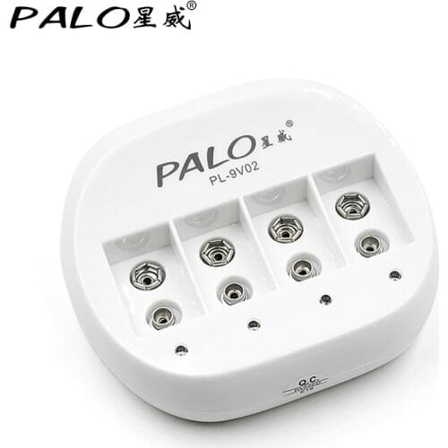 PALO 4 Slots 9V Battery Charger Smart Intelligent Rechargeable Quick Charger For 6F22 9V Lithium Li-ion Batteries EU / US Plug