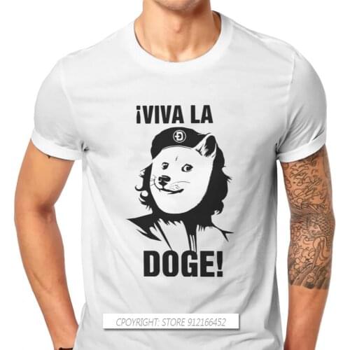 Viva La Doge TShirts Dogecoin Cryptocurrency Miners Meme Men Harajuku Fabric Tops T Shirt Crew Neck Casual Big Size
