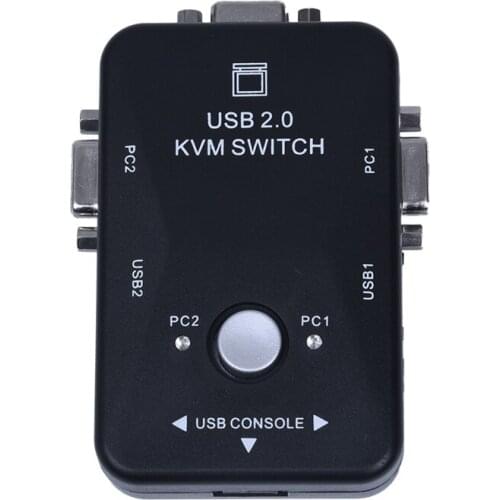 All-in-one Mini 2 Ports KVM Manual Switch Box Adapter w USB Connector