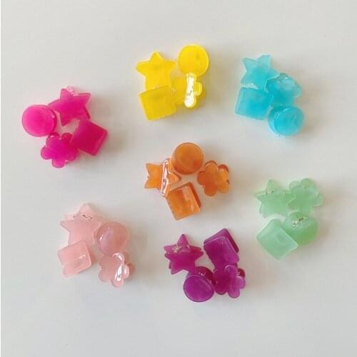 4PCS/Set Korean Lovely Children Grab Clip Flowers Love Circular Square Girl Bangs Broken Hair Edge Hair Claws