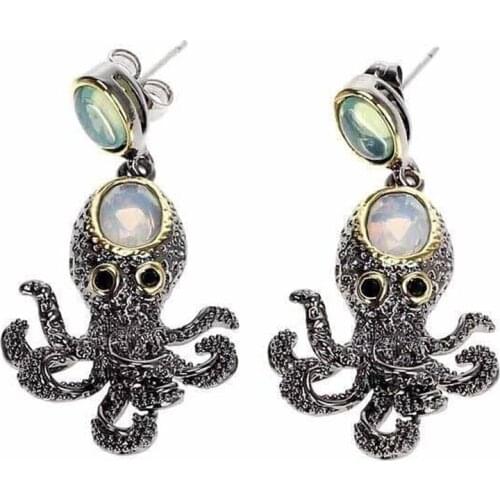 Fashion Gothic Jewelry Fun Special Octopus Drop Earrings Womens Exaggerated Geometry Black Golden Accessories For Wedding Party