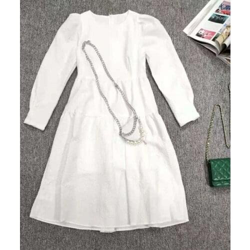 Newest Fashion Designer Dress 2021 Autumn Winter Women Sweetheart Bag Deco Long Sleeve Casual White Black Vintage Dress Vestidos