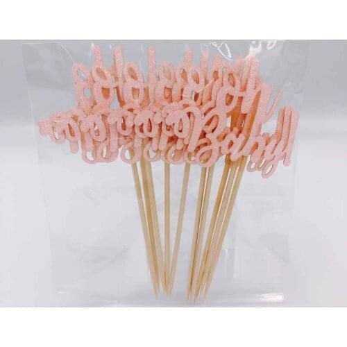 10pcs Baby Girl Birthday Cupcake Topper Oh Baby Cake Topper Gender Reveal Baby Shower 1st Birthday Party Glitter Cupcake Topper