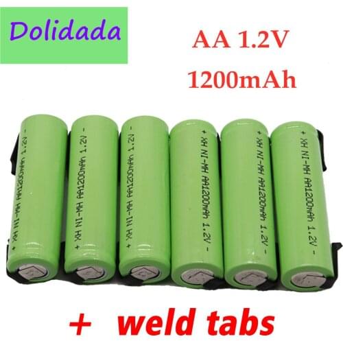 100% Original 1.2V AA battery 1.2V Rechargeable Battery, 1200mah, AA NiMH, with Solder Pins, DIY Electric Toothbrush Shaver