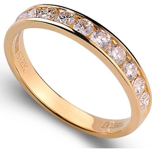 18K Au750 Yellow Gold Ring Women Wedding Anniversary Engagement Party Ring Round Moissanite Diamond Elegant Romantic Trendy