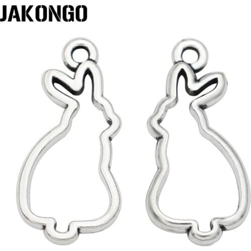 40PCS Tibetan Silver Plated Hollow Rabbit Charms Pendant for Bracelet Necklace Jewelry Making DIY Handmade Craft 23x11mm