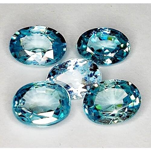 9.77ct Blue Zircon oval cut 7.4x5.5mm 5pcs