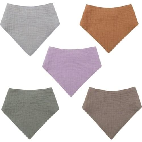 97BC 1 Pc Baby Infant Cotton Bib Newborn Double Sided Solid Color Triangle Scarf Feeding Saliva Towel Bandana Burp Cloth Boy