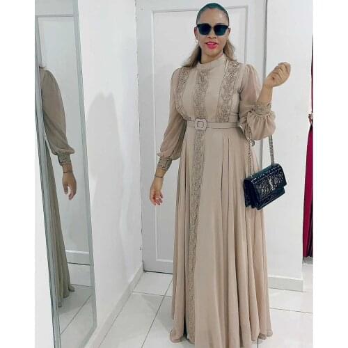 African Dresses for Women 2021 African Women Long Sleeve Polyester Solid Color Plus Size Long Dress African Clothing