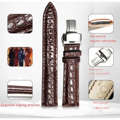 Quick Release Crocodile Genuine Leather Strap no buckle Red Brown white Bracelet 20mm 22mm Animal Skin Straps with buckle