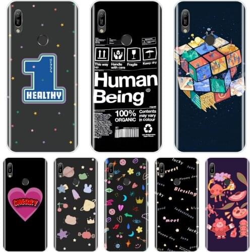 Phone Cover For Huawei Y7 Y6 Y5 2019 Case Silicone Black Heart Star Space Soft TPU For Huawei Y6 Y7 Y9 Prime Pro 2019 Phone Case