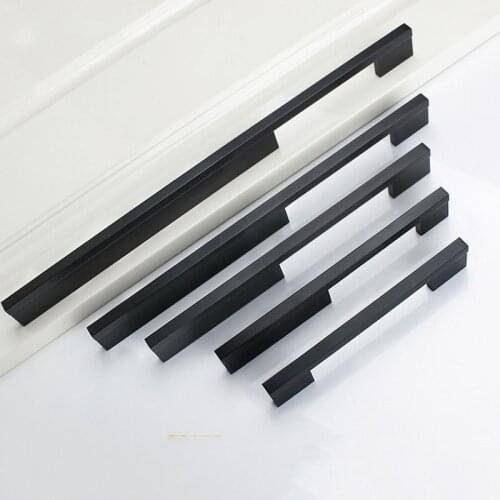 4.5"-- 47" (116-1200mm) Black Aluminum Wardrobe Handles Bathroom Kitchen Furniture Handle Long Door Pulls For Closet