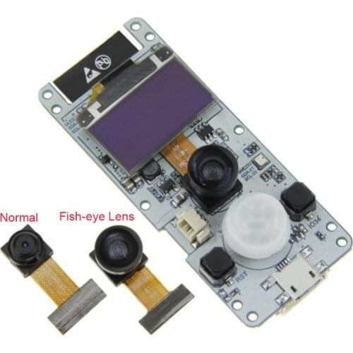 For TTGO T-Camera ESP32 WROVER & PSRAM Camera Module ESP32-WROVER-B OV2640 Camera Fish-eye Lens / Normal Lens 0.96 OLED