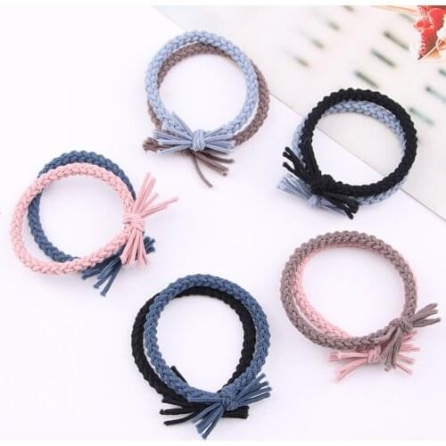 6 Colors Elastic Hair Bands Tassel Twisted Bow-knot High Elasticity Woman Girls Headband Children Rubber Band Hair Accessories
