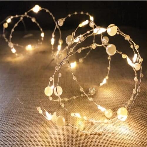 10pcs 5M 50LED Pearl Copper Wire String Lights Pearlized Fairy Garland Lights For Wedding Home Party Christmas Decor DIY Lights
