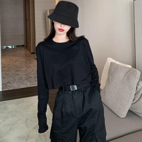 Женские однотонные футболки GOOHOJIO China At AliExpress