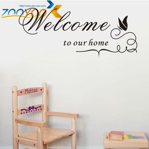 Hot selling Word Lettering vinyl removable wall Sticker Decal decorative quotes home decor Welcome to our home ZYVA-8181
