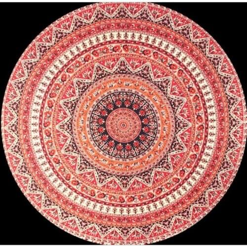 Indian Tapestry Women Chic Colorful Printed Bohemian Beach Mat Yoga Mat Sunblock Round Bikini Cover-Up Blanket