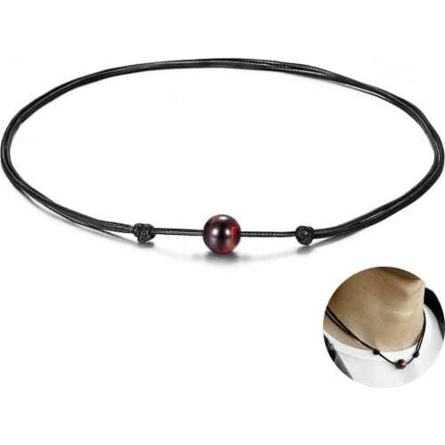Choker For Men Women Man-made Leather Tiger Eye Bead Necklace Link Chain Adjustable Teen Jewelry Summer Gifts New 2021 LDN129