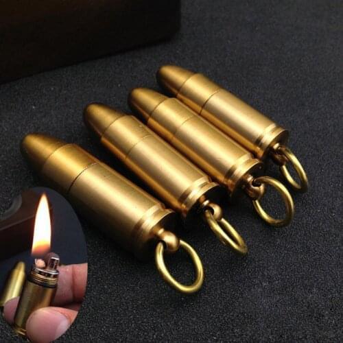Creative Copy Bullet Oil Lighter Flame Metal Kerosene Lighters Bullet shell Turbo Cigarette Lighter Novelty Military Gift