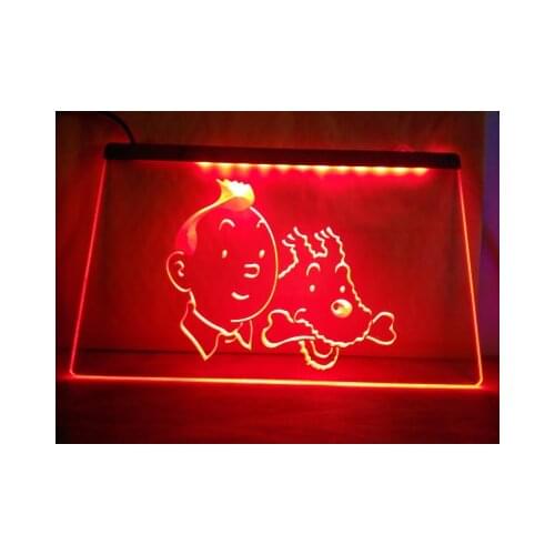 LC129- Tintin and Snowy Adventures Comic NEW Light Sign home decor crafts