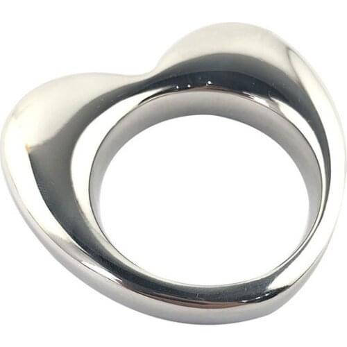 4 Sizes Metal Stainless Steel Heart-Shaped Lock Fine Ring Penis Bondage Metal Ball Scrotum Ejaculation Retarder Adult Sex Toys