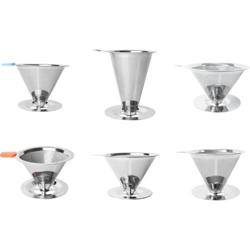 Reusable Coffee Filter Stainless Steel Cone Coffee Filter Baskets Mesh Strainer Dropshipping