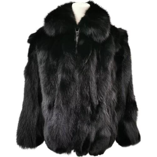 Bomber Jacket Real Fox Fur Coat Men Fur Jacket 2021 New Winter Fashion Casual Overcoat Customized Size Classic Turn Down Collar