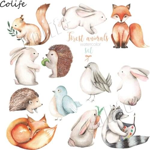 12pcs/set Small Animal Patches For Clothes DIY Decoration Badge Washable Heat Transfer Cute Fox Applique Bird Ironing Sticker