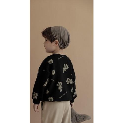 Boy Clothing Spring Autumn Cartoon Print Long-Sleeved Sweatshirt Children Korean Foreign Bottom Top