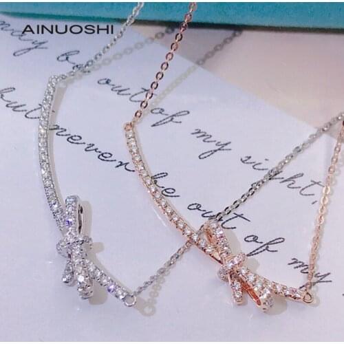AINUOSHI 18K Gold 0.21ct Natural Diamond Arc-shape Necklace New Popular Jewelry of The Year Suitable For Womens Daily Wear 18