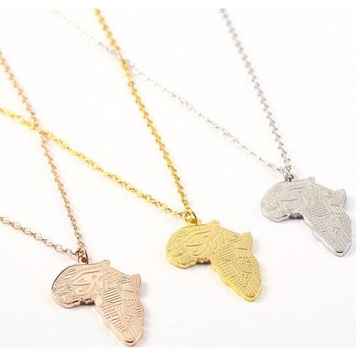 Classical World Map Africa Map Design Pendant Necklace Fashion Stainless Steel Globe Neck Chain Lady jewelry