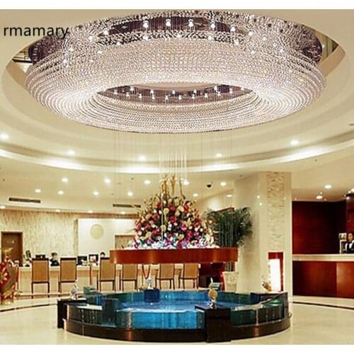 Ceiling light K9 crystal lamp living room Foyer light 1M ceiling lamp luxurious clear crystal villa Hotel 110-220V