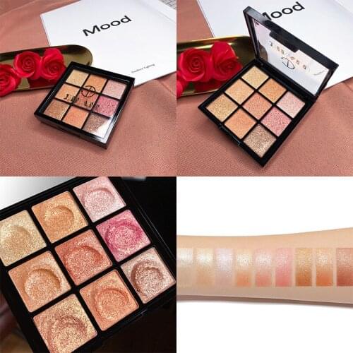 Professional 9 Colors Eyeshadow Pallete Glitter Diamond Smoky Pigment Shimmer Matte Eyeshadow Palette Cosmetic Makeup Palette