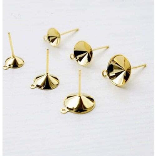 20pcs Stainless Steel Earring Stud Findings Blank Base With Loop Fit 6/8/10/12mm Cabochon Settings Bezel Craft Jewelry Making