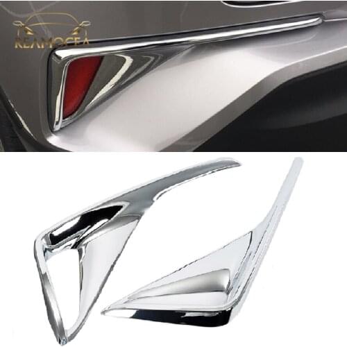 Reamocea 2x Chrome Rear Bumper Fog Light Lamp Cover Trim Molding Garnish Frame ABS Silver Fit For Toyota C-HR CHR 2017 2018 2019