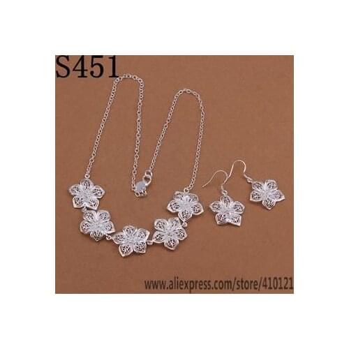 S451 Lucky Charm Silver Color Jewelry Sets For Women Fashion Jewelry Lady Accessories Fashion Necklace Earring /djvambca