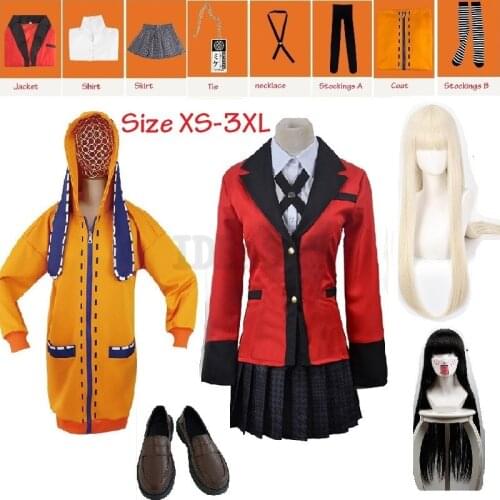 Anime Kakegurui School Girl JK Uniform Hoodie Rune Runa Yomotsuki Cosplay Costume Kirari Yumeko Jabami Halloween Dress Women