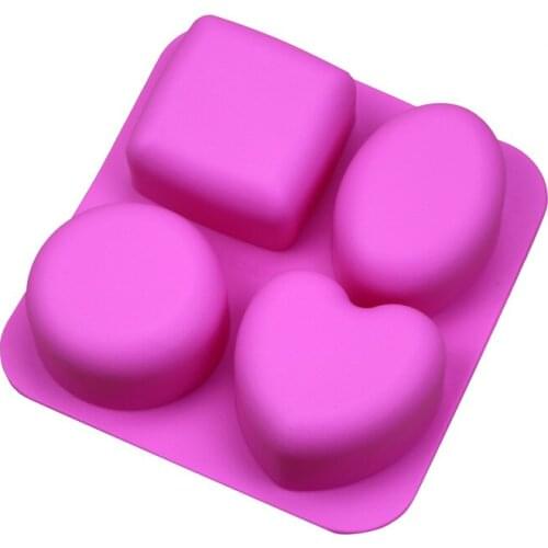 4 Cavity Soap Silicone Mold Round Oval Heart Square Shape Handmade Soap Mold Portable Unique Soap Making Tools Soap Molds