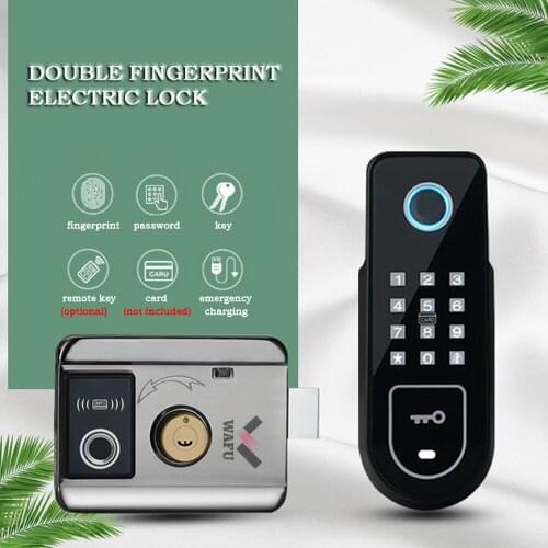 WAFU Double Fingerprint Electronic Door Lock with Password for Home Courtyard Hotel Smart Remote Control Lock