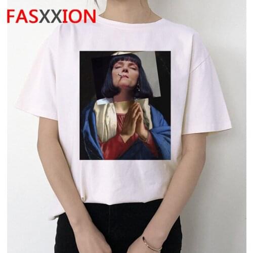 Pulp fiction t shirt women mia funny hip hop kawaii vintage tshirt female new fashion Print O-Neck streetwear t-shirt clothes