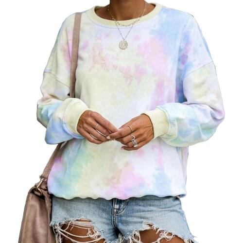 Womens Autumn Winter round Neck Long Sleeve Tie Dye Women Sweatshirt Clothes
