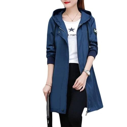 2019 Spring Autumn New Korean Casual Windbreaker Coat Women Long Plus size Trench coats Womens Hooded Overcome Tide 4XL F381